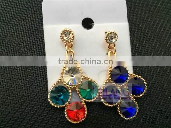 Retro Exaggerated Diamond Flower Earrings Multicolor Drop Earrings photo-2