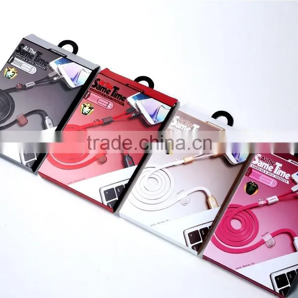 Original Remax Charging Data Cable 2 in 1 USB Cable For Iphone and Xiaomi Samsung HTC Nokia photo-3