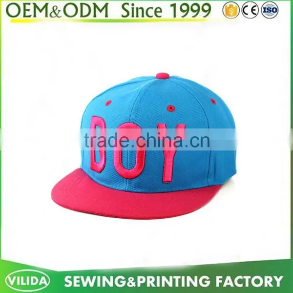Guangzhou Factory Custom Kids Hip Hop Caps Black and Red Embroidery Kids Caps and Hats photo-2