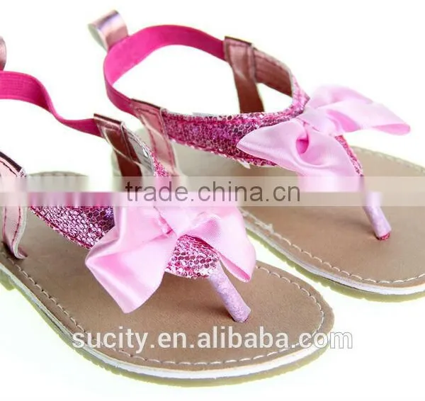 Wholesale Elegant Sexy Girls Flat Rose Red Sandals With Bow photo-2