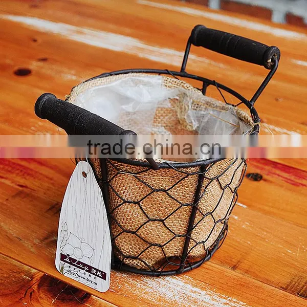 Hand Weaving Wire Basket With Jute Liner photo-6