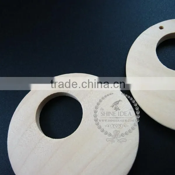 50mm Natural Wood Log Hollow Round Pendant Charm DIY Painting Charm Supplies 1800156 photo-3