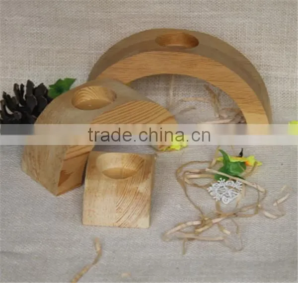 FSC Certified Arched Shape Home Decorative Wooden Single Candle Holder photo-3