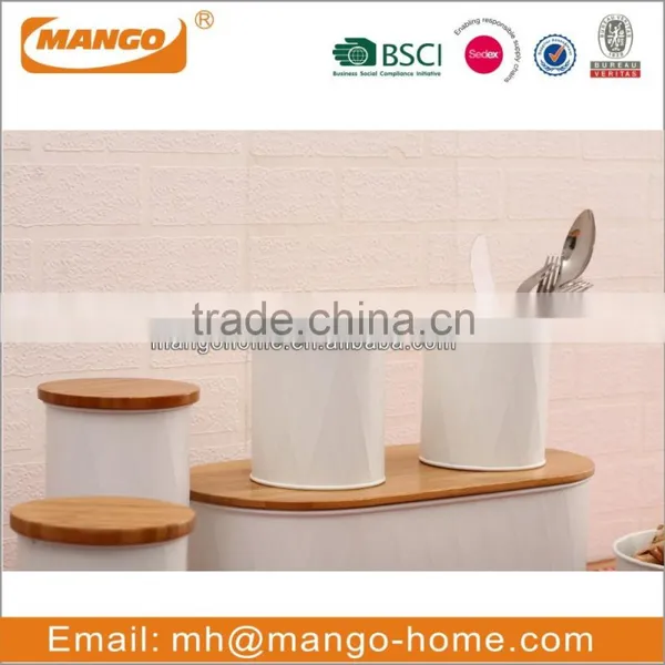 Powder Coating Tea Sugar Coffee Canisters With Wooden Lid photo-5