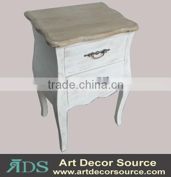 shabby chic small wood table with two drawers