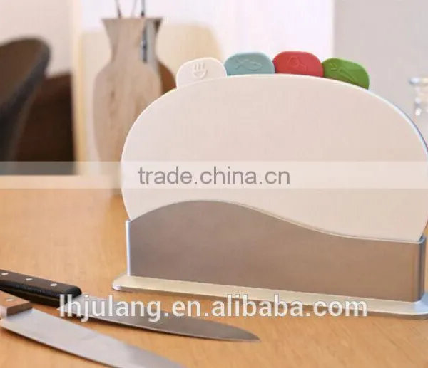 Useful 4pcs Plastic Oval Cutting Board Set With Stand for Kitchen/plastic Oval Chopping Board photo-3