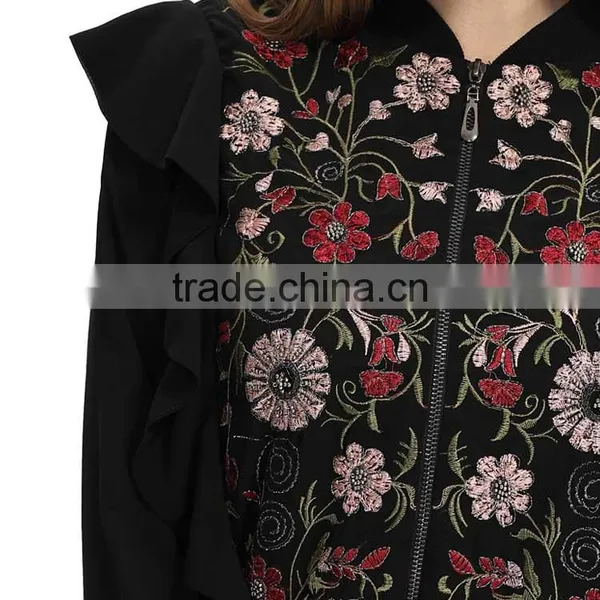 Latest Fashion Custom Women Bomber Flower Jacket photo-6