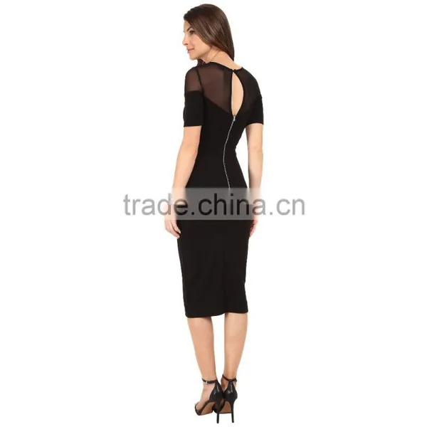Simple Long Dress Black Lace Dress Patterns Party Dress for Fat Women photo-2