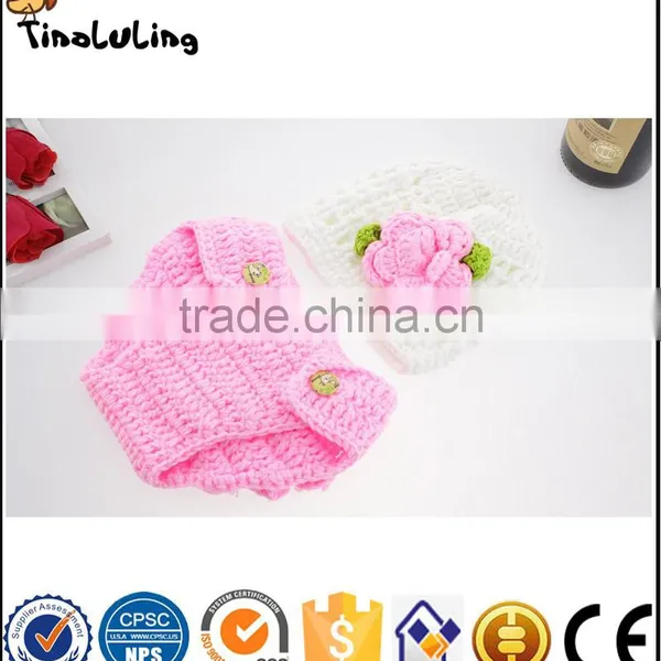 Knit Crown Hat Photography Prop Crochet Infant Newborn Knitted Kid Children Girls Flower Hat Baby photo-3