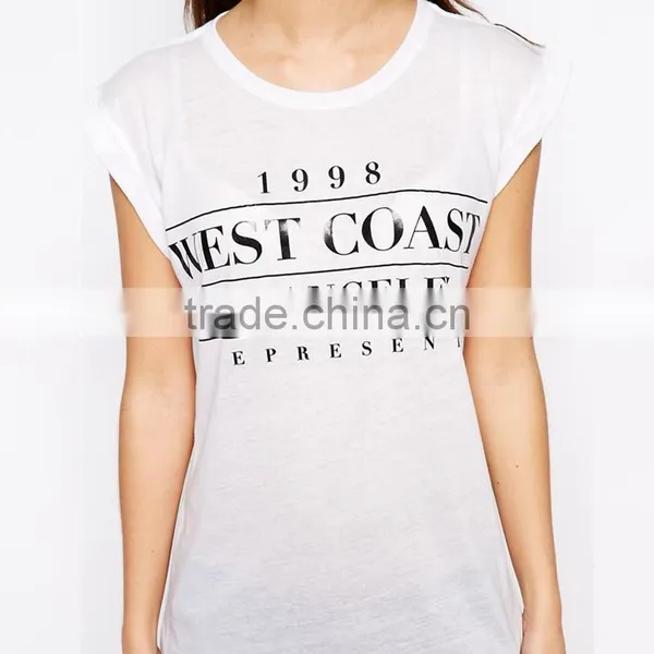 Dongguan Hot Sale Cheap Ladies Short Sleeves Print 100%cotton T-shirt photo-4