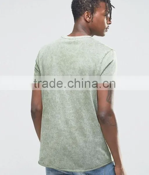 Longline T-Shirt In Acid Wash/stone Washed Green photo-4