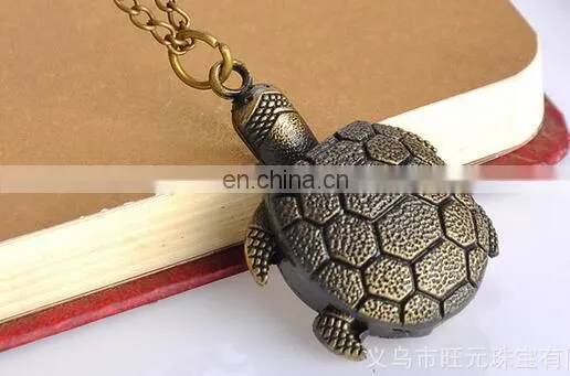 Bronze Vintage Lovely Turtle Mini Small Size Quartz Pocket Watch Women Lady Girl Necklace Pendant Chain Birthday Gifts photo-5