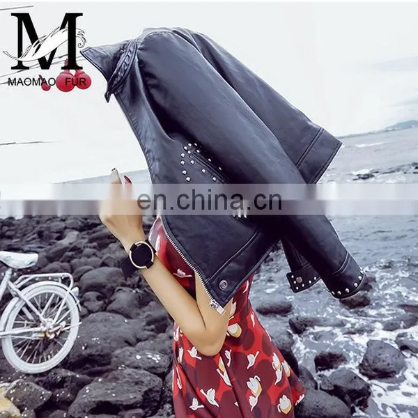 Fashion Real Curly Hip Hop Style Sheep Skin Leather Overcoat Women photo-6