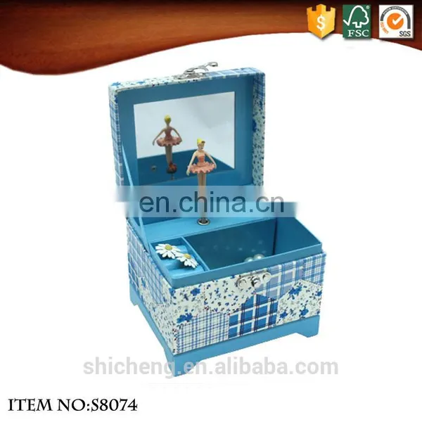 Square Hand Crank Ballerina Dancer Music Box With Mirror photo-5