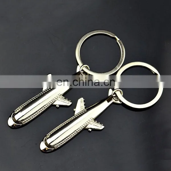 Wholesale Custom Design Cheap 3D Airplane Shape Metal Keychain Keyring photo-2