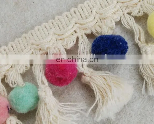 Top Fashion Multico Design Cotton Pompom Fringe Tassel Trim photo-3