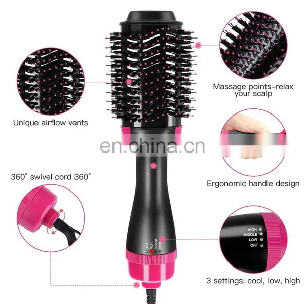 2021 Professional Hair Salon Flat Iron Hot Air Pick Electric Comb One Step Hair Dryer Straightening Curling Straightener photo-3