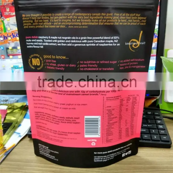 Custom Printed Resealable Stand up Dried Food Pouch With Zip Lock photo-2