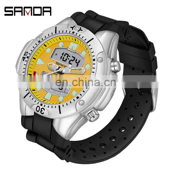 Sanda 3009 New Design Men LED Digital Watch Functional Waterproof Sport Watches Hip Hop photo-3