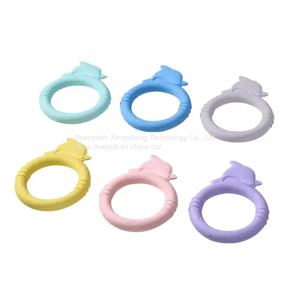 2022 New Style Cute Dolphin Handheld Food Grade Silicone Baby Teether Souvenirs Rattle Toys photo-3