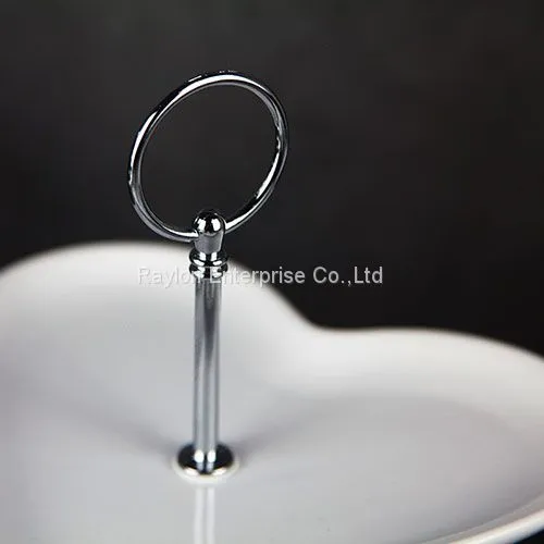 Plain White Heart-shaped Ceramic Plates 3-tiers Set photo-3
