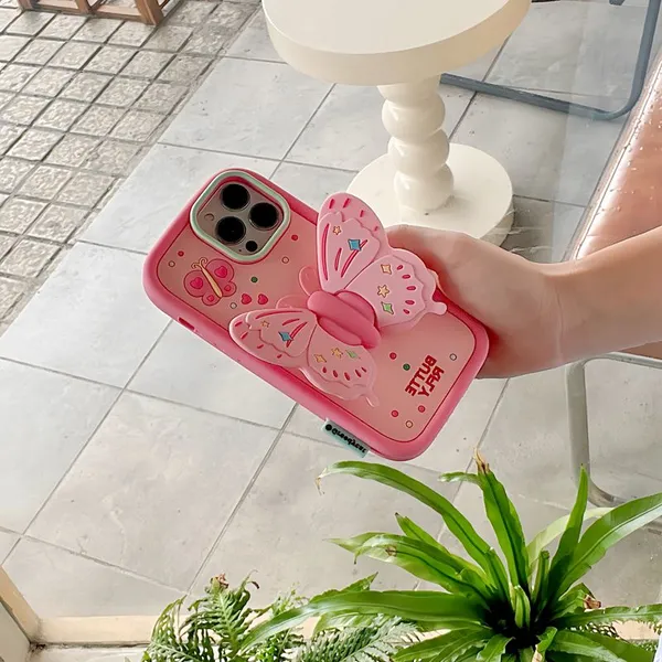 Stylish 3D Butterfly Stand Silicone Shock-proof Phone Case Iphone 12 13 14 15Pro Max photo-4