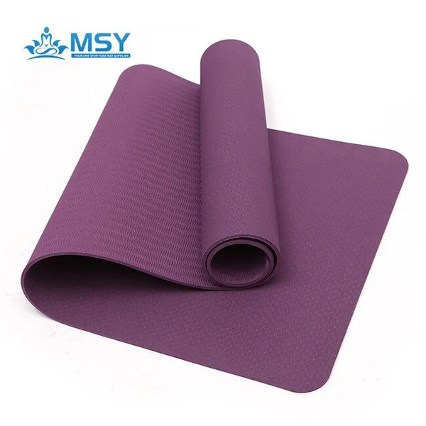 Eco-Friendly Non Slip Double Layer 183cm TPE Solid Double Color Exercise Yoga Mat