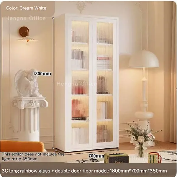 Modular Metal Glass Cabinet | With Adjustable Shelves & 3C Certified Tempered Glass | for Office Storage
