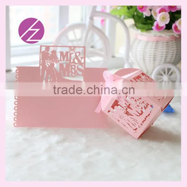 Free Logo Laser Cut Customizable Paper Love Couple Wedding Favor Candy Box and Seat Card Wedding Favors Seat Card ZH-5 photo-3