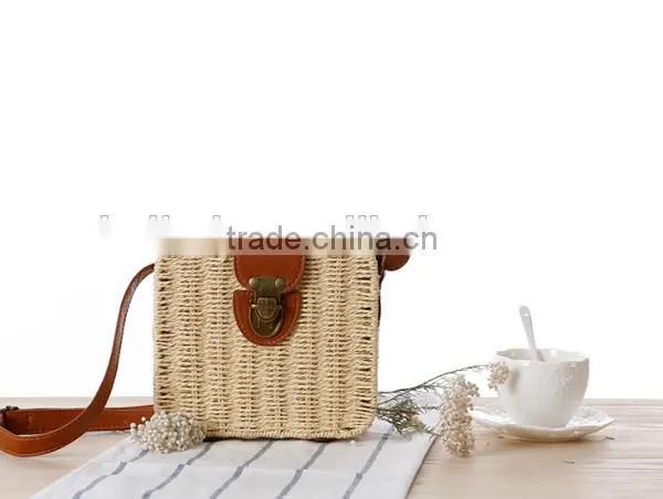Fashion Girl's Beige Paper Straw Craft Bag photo-2