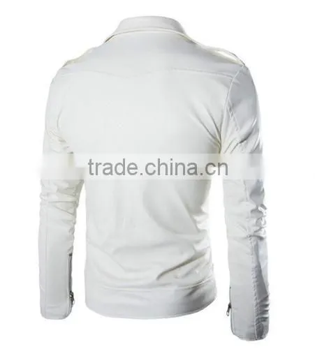 New Fashion Men's Jackets Short Slim Collar Motorcycle Leather Jacket Coat photo-4