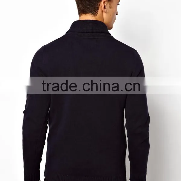 Man's Regular Fit Sweater With Waffle Shawl Collar photo-2