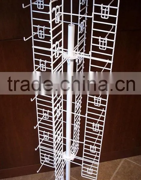 White 4 Sided Retail Metal Hanging Floor Display Peg Hook Spinner Rack 69 In. photo-2