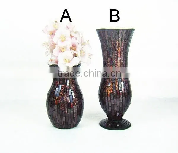 Glass Mosaic Red Candle Holder and Vases and Lantern
