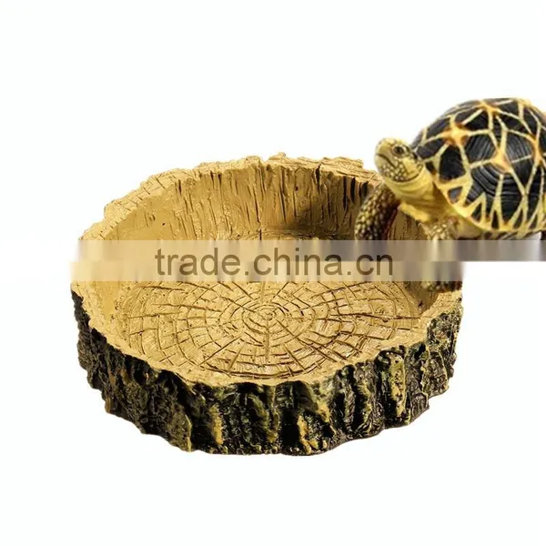 Best Promotion Brown Color 10.5*2.5cm Reptile Tortoise Water Dish Food Bowl Toy For Amphibians Gecko Snakes Lizard photo-2