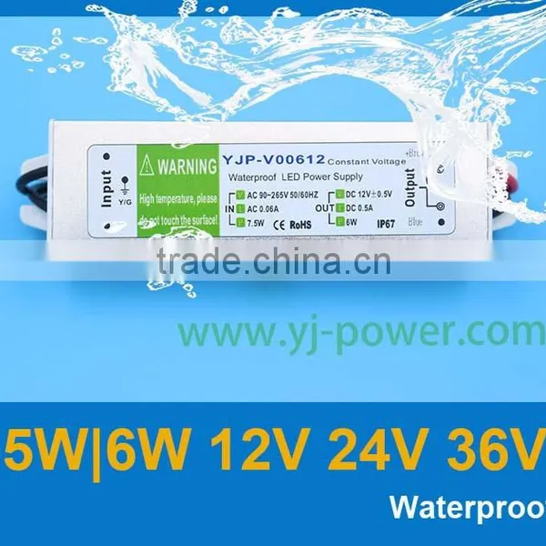 Led Driver 12v 5w Waterproof YJP-V00612 RoHS,CE-EMC,CE-LVD,IP67