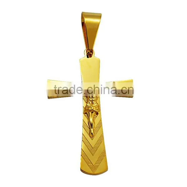 China Wholesale JCN0330 Stainless Steel Gold Jesus Cross Necklace Pendant photo-5