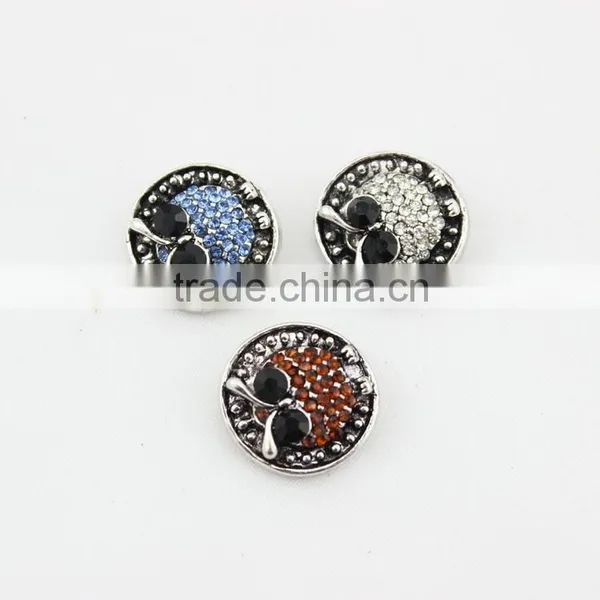 Custom Metal Snap Button White Owl Rhinestone Snap On Interchangeable Snap Jewelry photo-2