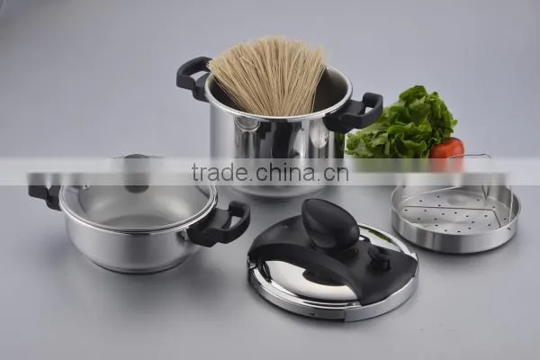 18/8 Stainless Steel Sandwich Bottom Cookware, Suitable to Gas Stove & Induction Cooker