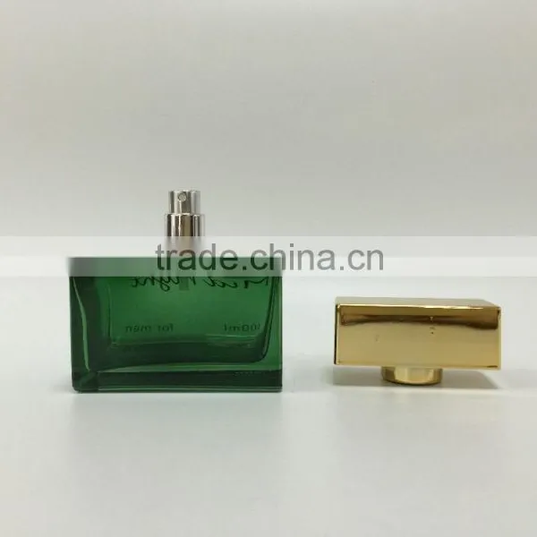 110ml Green Painting Rectangle Perfume Glass Bottle for Man photo-2