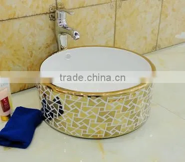 Hot Sale in Ceramic Golden Color Wash Basin photo-3