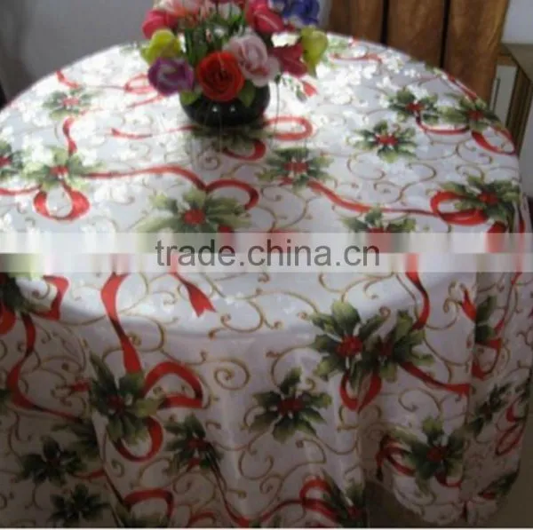 Transfer Print Christmas Design 100% Polester Table Cloth From Manufacturer photo-3