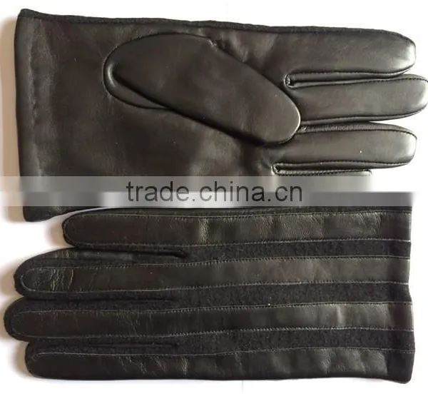Mens Suede Leather Gloves With Cashmere Lined For Workout photo-3