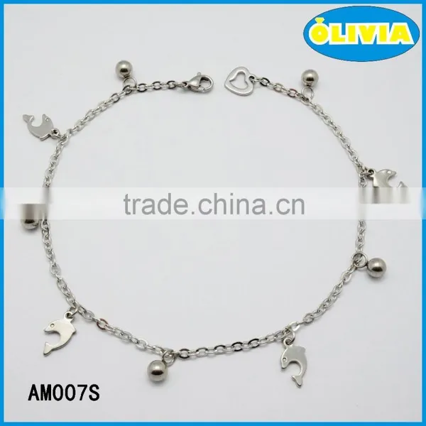 Olivia Jewelry Good Luck Dolphin Animal Charm 18k Gold Chain Anklet For Girls photo-2