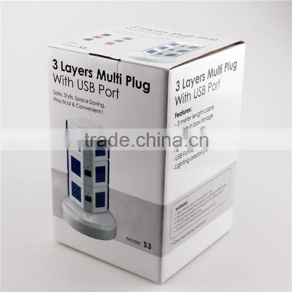 ME-S3 Three Layers Overload Protection Vertical Rotary Socket With 5 Meters Line 2 USB photo-5