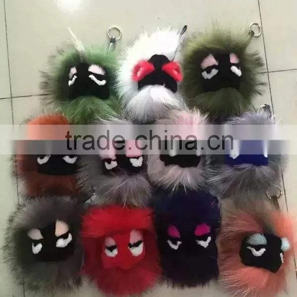 Factory Cute Style High Quality Real Fox Fur Monster Doll Keychain Charm for Bag photo-6