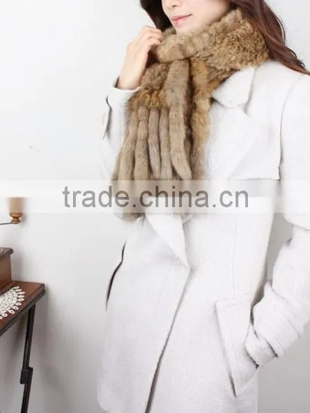 Wholesale Knitted Real Rabbit Fur Scarf for Girls photo-3