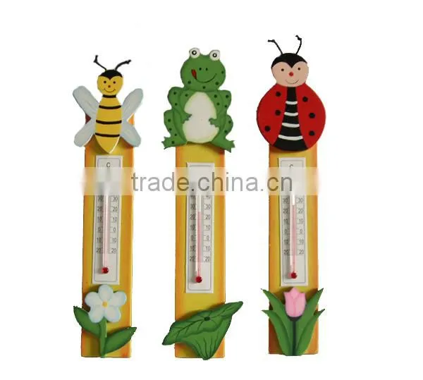 Customized Lovely Wooden Crafts Animal Thermometer Decoration for Home Gifts