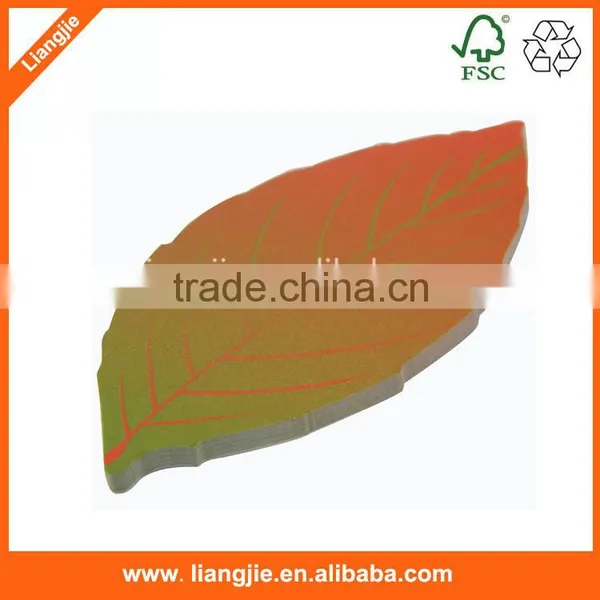 Realistic Design Print Green Leaf Shaped Sticky Note Pad photo-3