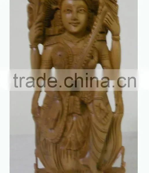 Hindu God Shiva Krishna Goddess Laxmi Sarasvati Ganesha Sandalwood Statue Murti photo-2